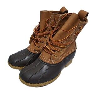 LL Bean Duck Boots Women's 7 Maine Hunting USA Lace Up Waterproof Leather Brown